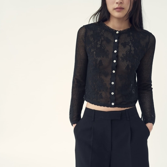 Pointelle Knit Top / Cardigan - Picture 2 of 8